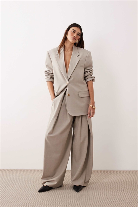 Брюки с широкими штанинами и складками спереди co-ord артикул 153083225