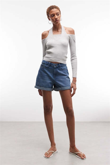 Джинсовые шорты со средней посадкой артикул 154133309