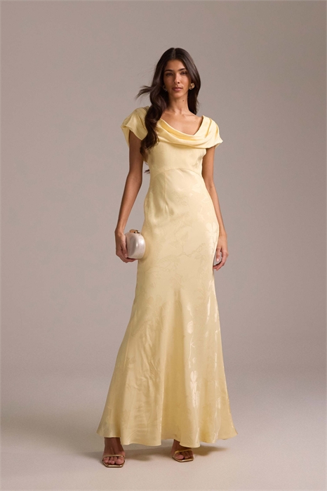 Макси-платье из жаккарда с открытыми плечами для подружек невесты артикул 153527590