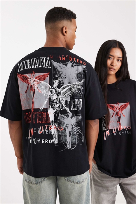 Универсальная футболка свободного кроя с принтом Nirvana артикул 147858002