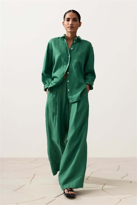 Брюки из 100% льна с широкими брючинами артикул 156279271