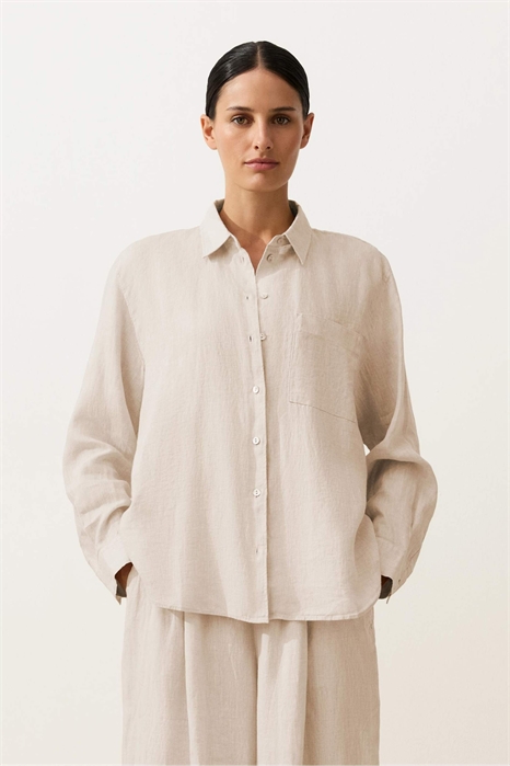 Рубашка свободного кроя из 100% льна артикул 156236930