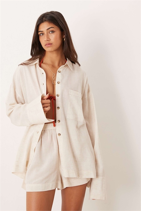 Прозрачная пляжная рубашка Ipanema с ломтиками льна артикул 152667767