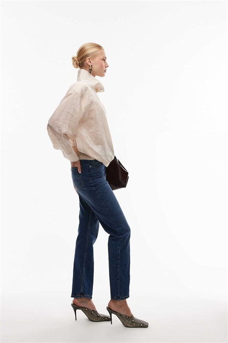 Джинсы с высокой талией, узкого прямого кроя артикул 148225307