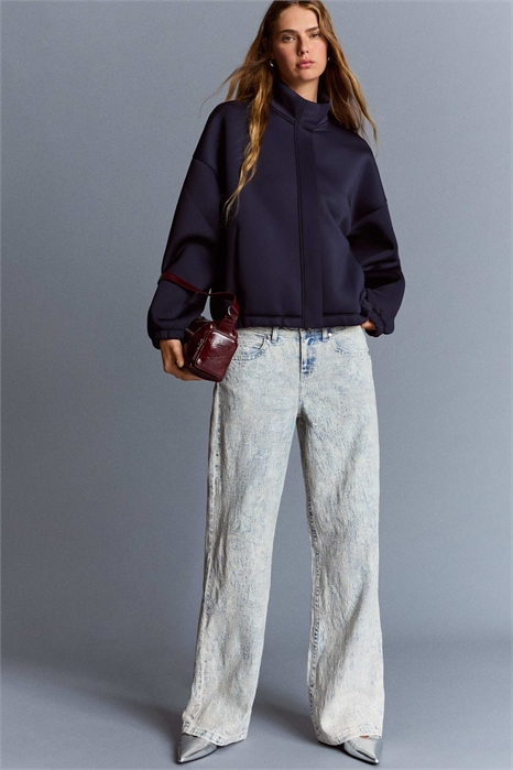 Джинсы-багги с низкой посадкой и жаккардовым узором артикул 151720172