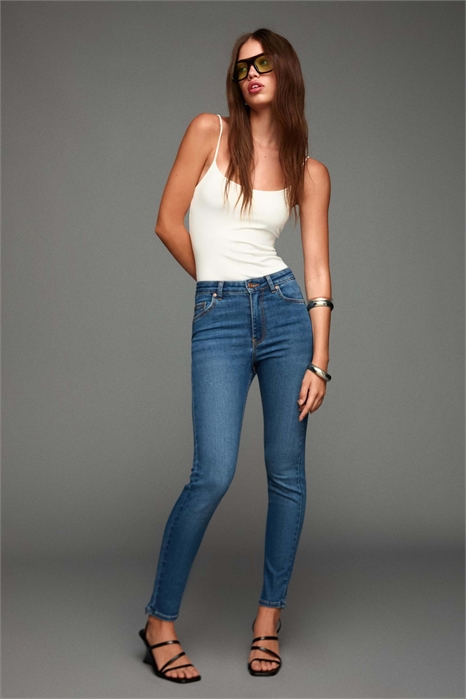 Джинсы-скинни с очень высокой талией из мягкой ткани артикул 150429245