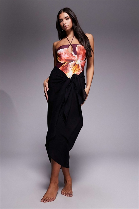 Пляжный саронг из хлопка с эффектом гофрированной ткани артикул 152418016