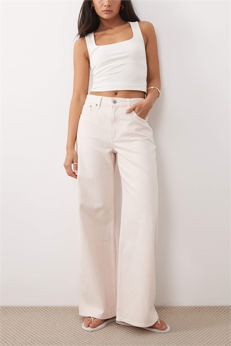 Джинсы с широкими брючинами и высокой посадкой артикул 155541542