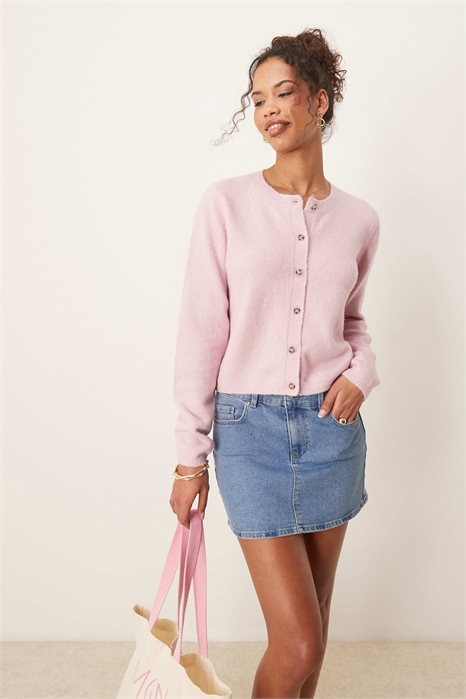 Кардиган с круглым вырезом из шерсти артикул 140859899