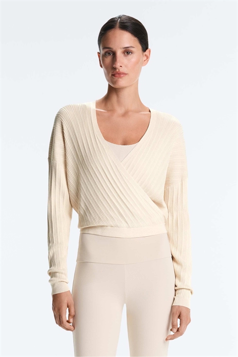 Свитер из перекрестного ребристого трикотажа артикул 156279556