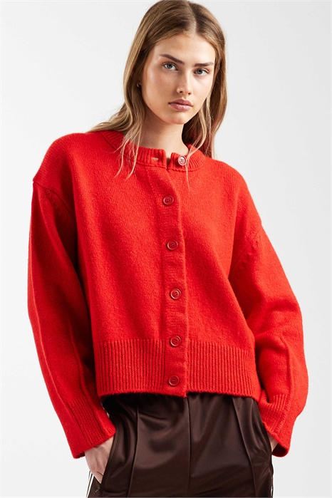 Кардиган прямого кроя с круглым вырезом и боковыми разрезами артикул 151901204