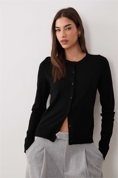 Вязаный кардиган с круглым вырезом артикул 154134977