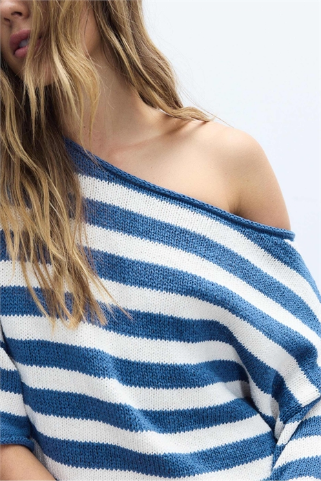 Свитер из трикотажа с лодочным вырезом артикул 155957708