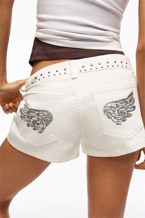 Шорты из твила с заклепками артикул 156342787