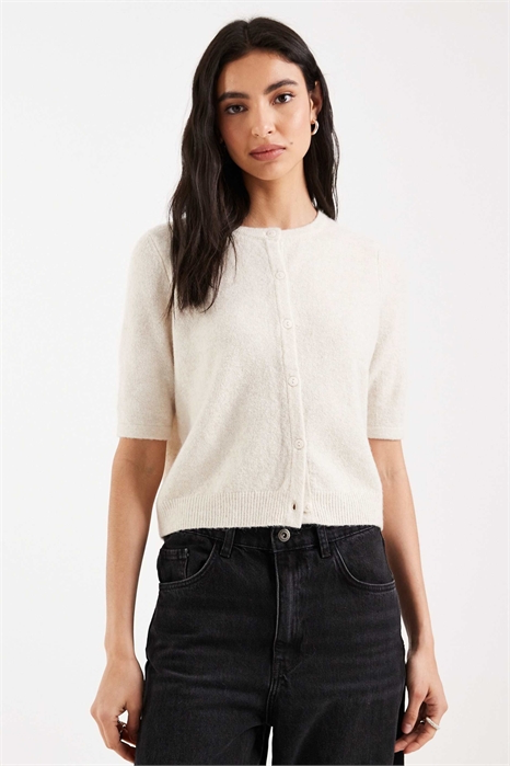 Кардиган с круглым вырезом и короткими рукавами артикул 153084235