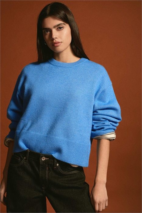 Свитер свободного кроя с ребристым подолом артикул 155688793