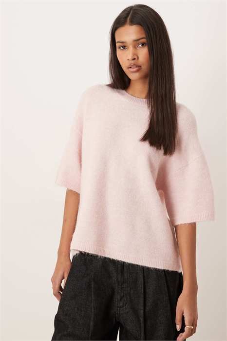 Свитер из шерсти и альпаки с короткими рукавами и свободным кроем артикул 153753626