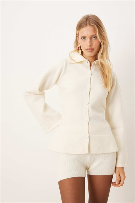 Кардиган с вязаным воротником увеличенного размера co-ord артикул 151417347