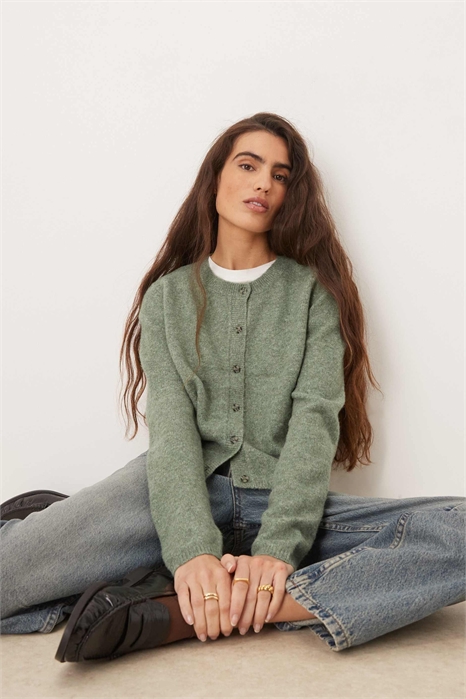 Кардиган с круглым вырезом из шерсти артикул 151095050