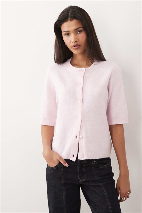 Мягкий вязаный кардиган с короткими рукавами артикул 154714723