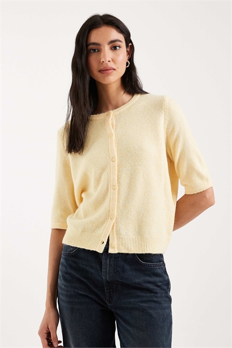 Кардиган с круглым вырезом и короткими рукавами артикул 153084239