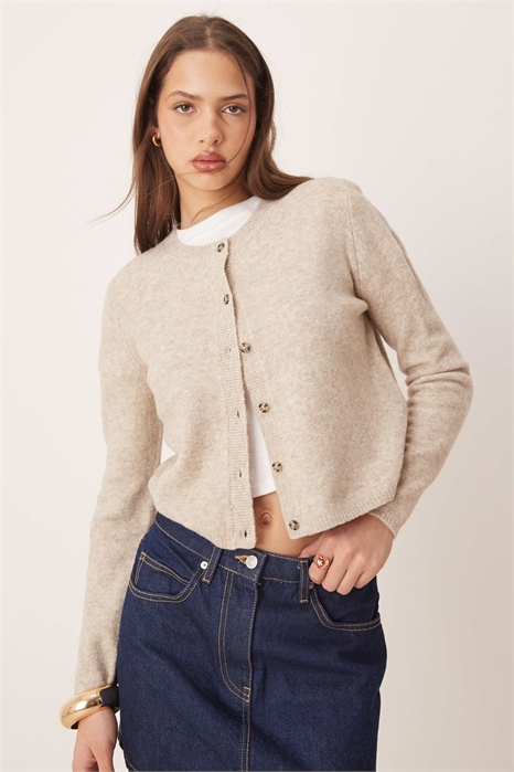 Кардиган с круглым вырезом из шерсти артикул 140859896