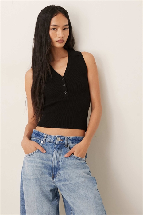 Поло без рукавов из ребристого трикотажа артикул 153115970