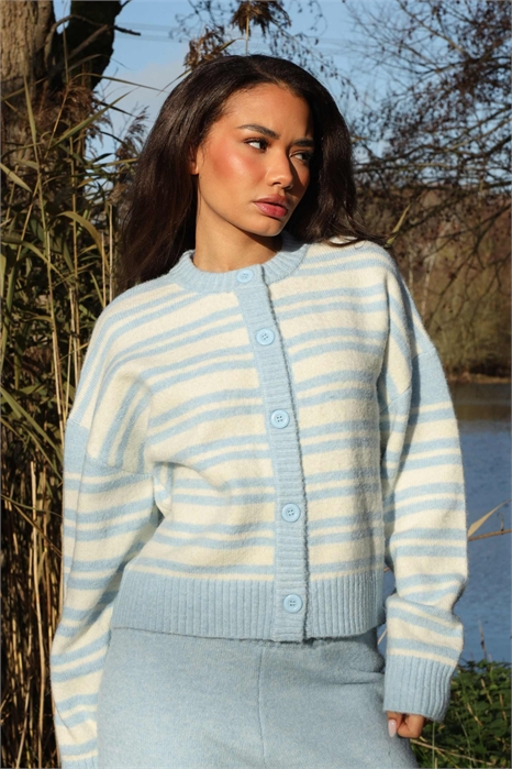 Пушистый кардиган Бонни в полоску из трикотажа артикул 155061818