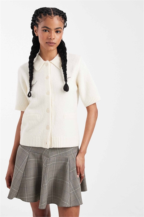 Кардиган с короткими рукавами и воротником артикул 151058169