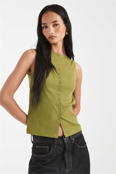 Майка с лодочным вырезом и застежкой на пуговицы артикул 152472988