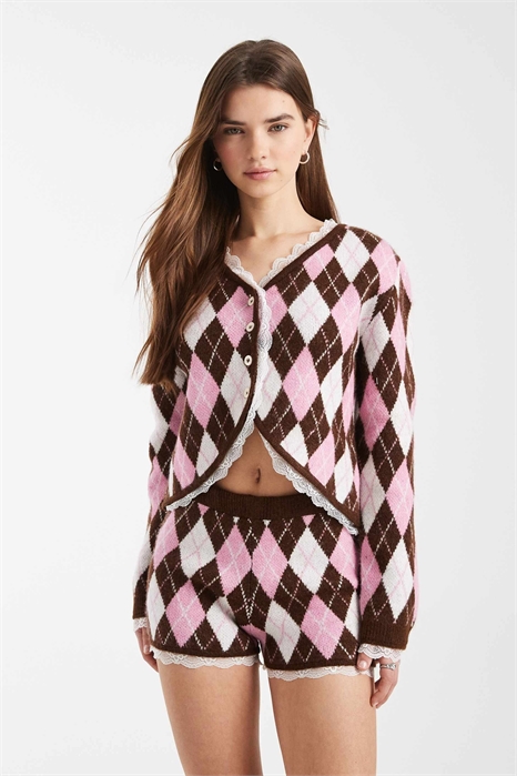 Шорты-боти с ажурной отделкой из трикотажа с ромбовидным узором co-ord артикул 154954879