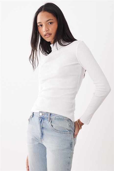 Свитер с длинными рукавами, ребристым узором и высоким воротником артикул 148714601