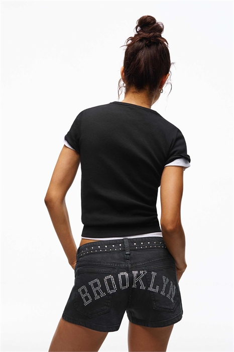 Шорты из твила с заклепками артикул 156342778