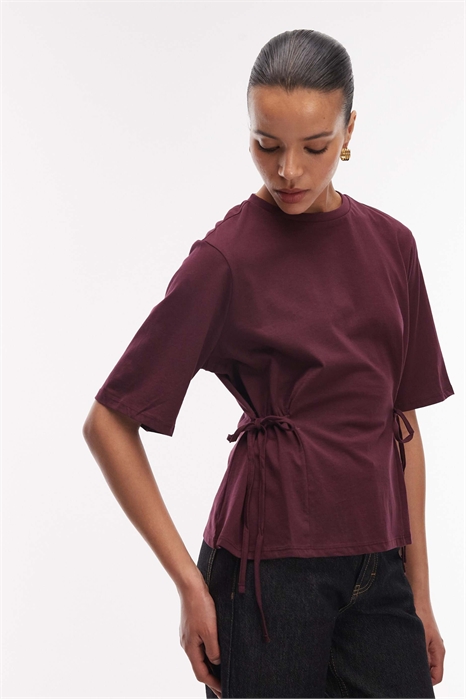 Топ с завязками на талии и короткими рукавами артикул 152421164