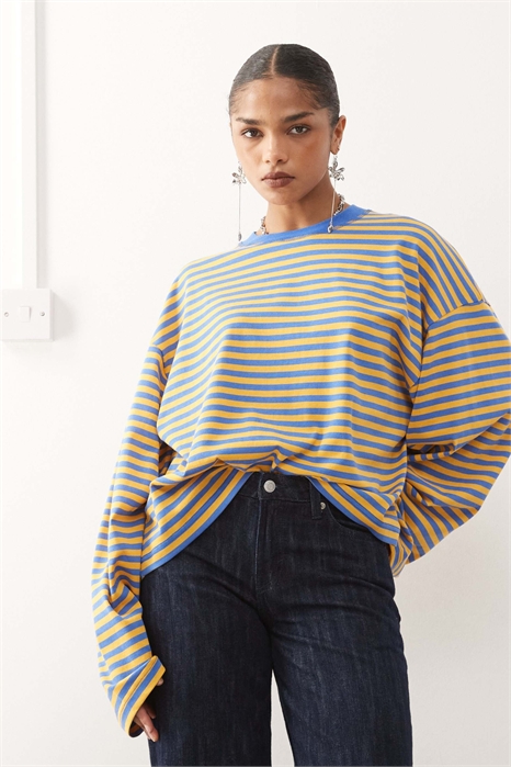 Футболка свободного кроя с круглым вырезом и длинными рукавами из смесовой ткани Bloom артикул 153817138