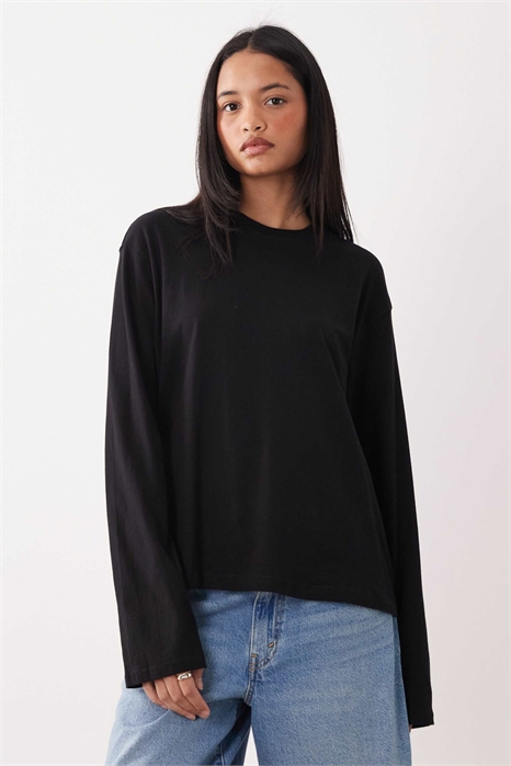 Футболка с длинными рукавами свободного прямого кроя артикул 148445499