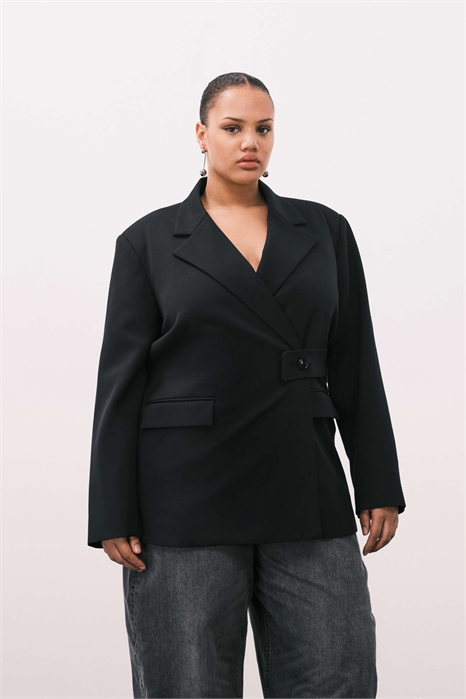Блейзер свободного кроя с поясом артикул 150267036