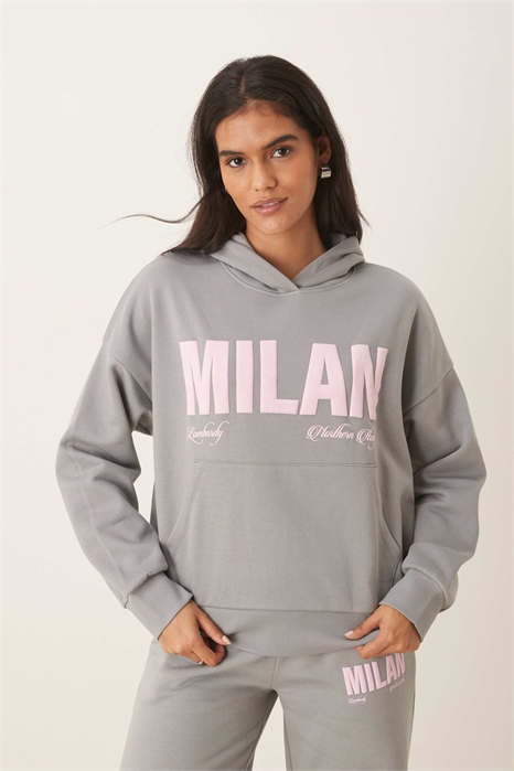 Худи свободного кроя с принтом «Милан» артикул 149248405