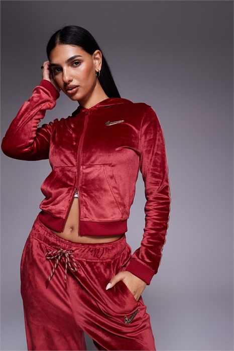 Худи с капюшоном на молнии из велюра артикул 149954320