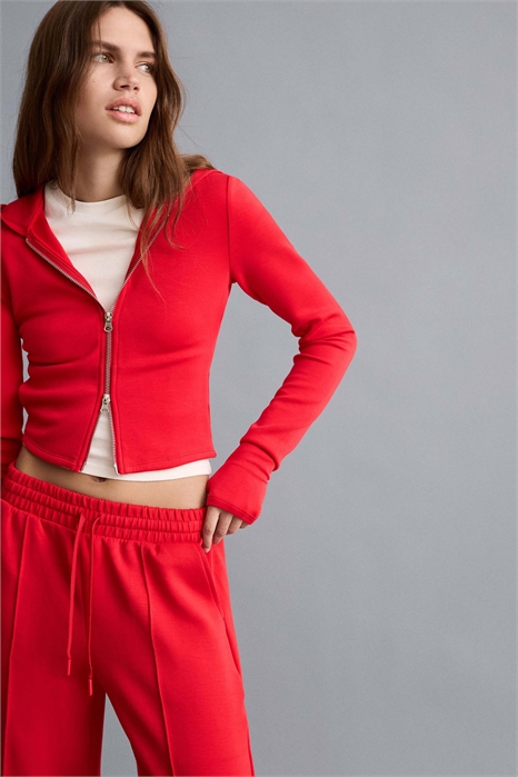 Худи на молнии из смесовой ткани артикул 155643118