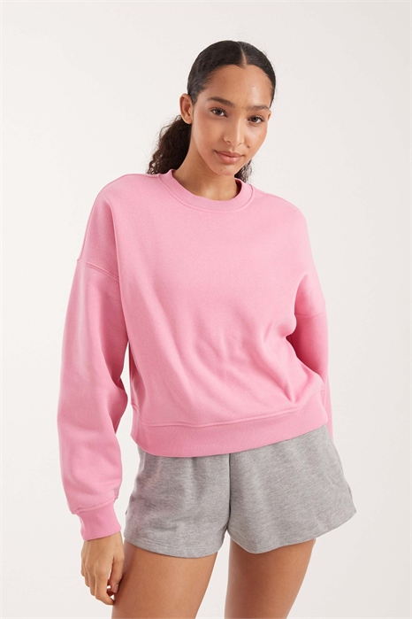 Толстовка с круглым вырезом и спущенными плечами артикул 152906697