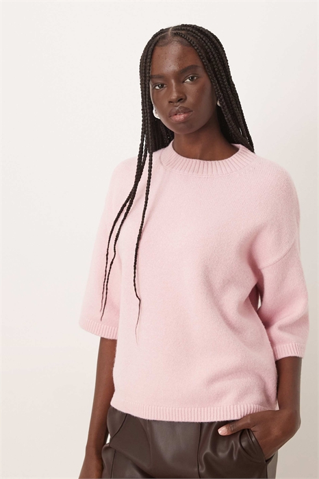 Трикотажный топ с короткими рукавами артикул 154235977