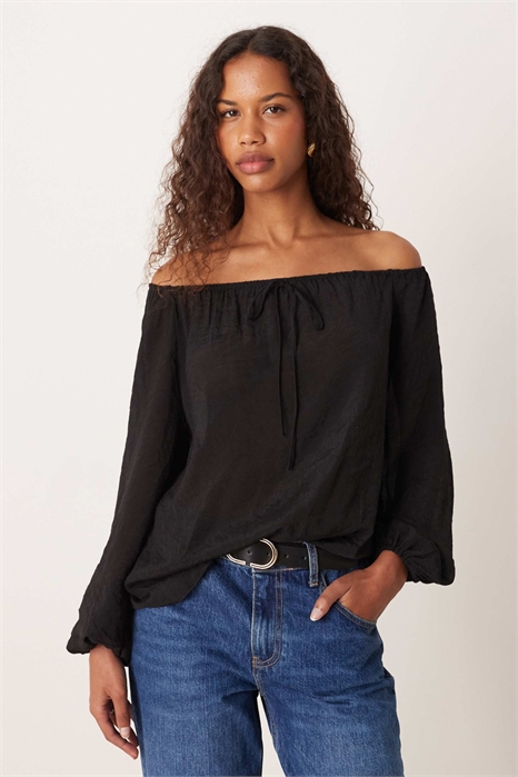 Топ с открытыми плечами и объемными рукавами артикул 151902007