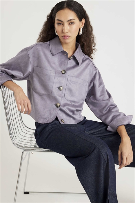 Рубашка с воротником из искусственной замши артикул 154841873