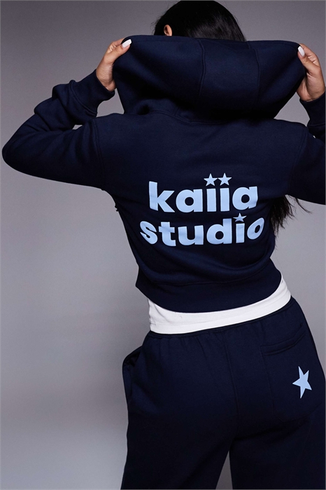 Укороченная толстовка с капюшоном и застежкой-молнией, с принтом в виде звезды и логотипом, из ткани с высоким содержанием хлопка co-ord артикул 152796099