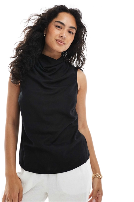 Топ без рукавов с высоким воротником артикул 143504905