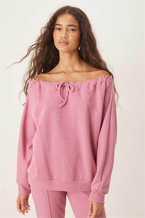Свитшот с открытыми плечами и супермягким шнурком артикул 150228976