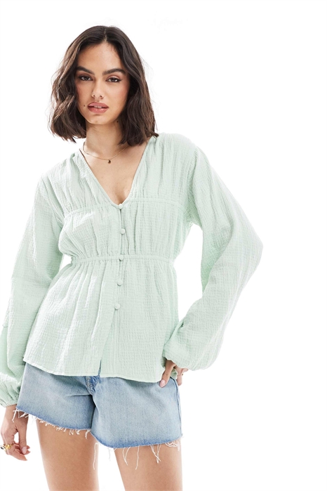 Блуза с длинными рукавами и застежкой на пуговицах спереди артикул 140261264