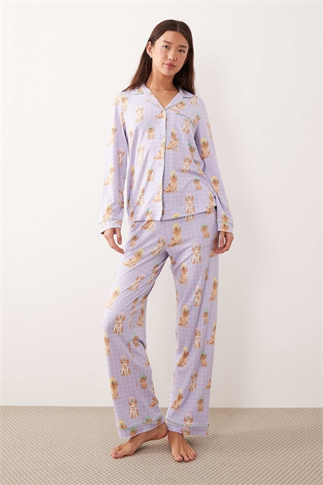 Комплект пижамы с длинными рукавами на пуговицах артикул 148194511