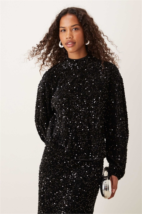 Блузка с длинными рукавами, открытой спиной и бархатными пайетками co-ord артикул 148927490